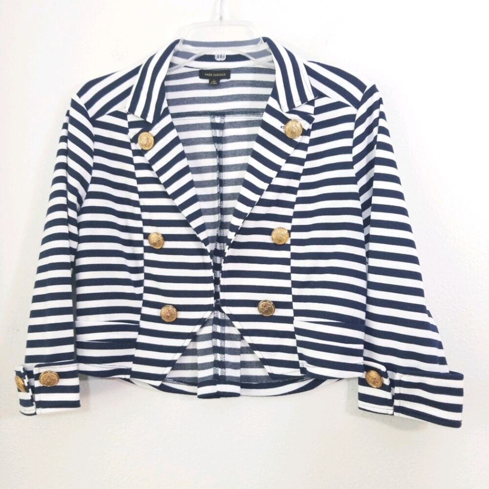Miss Avenue striped cropped blazer jacket L